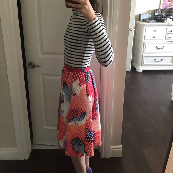 Trina Turk Poppy Perforated Skirt Floral - Picture 6 of 13